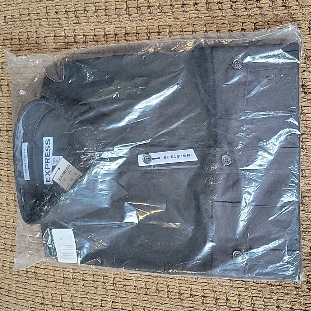 Express two tone black & grey slim fit button up, sz M
